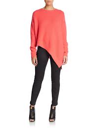 Stella Mccartney Cashmere Silk Asymmetrical Hem Sweater In Orange Lyst