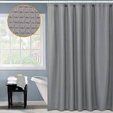 Waffle Fabric Shower Curtain For Bathroom Water Repellent Modern Waffle Shower Curtain Mildew Re Gray Shower Curtains Fabric Shower Curtains Bathroom Curtains