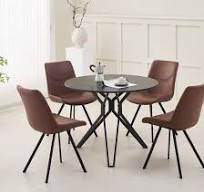 Manufacturer 5 Pieces Dining Set Dining Room Sets Factory Direct Black  Dining Table and Chairs Set for 4 Persons