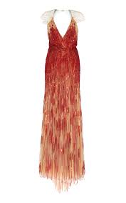 Jenny Packham Hestia Ombre Sequin Gown In Red Modesens Sequin Gown Beautiful Gowns Gowns