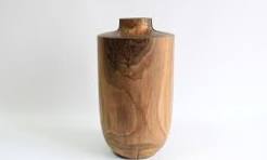 Jarrón alto de madera para suelo, jarrón rústico de nogal ...