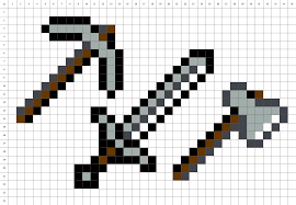 Il suffit de colorier les cases en suivant le modèle. Minecraft Outils Pixel Art