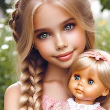 Blonde child with doll, generated with AI - PHOTOSTOCK AGENCY CHROMORANGE