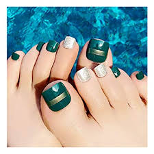 Uñas postizas para pies largas. Amazon Com Yokawe 24 Unas Postizas Para Dedos De Los Pies Color Verde Acrilico Cuadradas Cortas Falsas Para Verano Playa Fiesta Para Mujeres Y Ninas Beauty