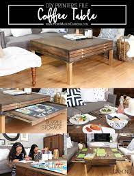 There are unique pullouts for puzzle storage, tabletop board games, and it all closes up to look like a normal coffee table. Diy Coffee Table With Pullouts Home Made By Carmona