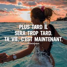 L Plus Tard Il Sera Trop Tard Ta Vie C Est Maintenant Tu Aimes Fais Le Nous Savoir Suis Et Partage Avec Tes A French Quotes Love One Another Quotes Quotes