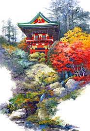 Garden Illustration Garden Painting Japanese Watercolor