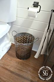 Farmhouse Powder Room Reveal Stonegable Farmhouse Powder Room Farmhouse Bathroom Accessories Bathroom Trash Can