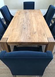 Rustic Dining Table With Navy Blue Chairs Dining Room Carla Aston Designer Traditionaldinin In 2020 Blue Dining Chair Dining Table Chairs Formal Dining Room Sets