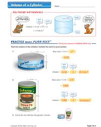 Volume Of A Cylinder Worksheet Answers Interactive Math Journals Volume Of A Cylinder Junior High Math