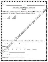 Math Test Patterning Patterns T Charts Variables Editable