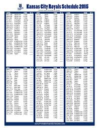 Printable Kansas City Royals Schedule 2015 Yankees Schedule Cubs Schedule Detroit Tigers Baseball