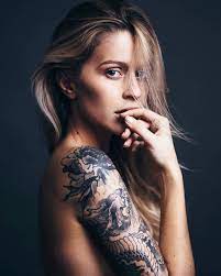 Dragon Sleeve Tattoo On Psycowgirl Dragon Sleeve Tattoo Tattoo Photography Beautiful Tattoos For Women