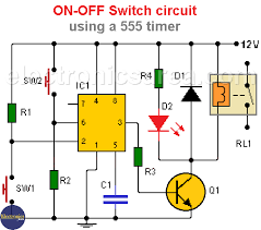 Here, with the help of the 555 timer ic, we are eliminating the need of manually switching on or off the device. On Off Switch Circuit Using A 555 Timer Pcb Electronics Area
