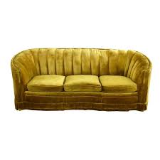 Vintage Mid Century Green Velvet Banana Form Channel Back Sofa Sofa Vintage Couch Art Deco Sofa
