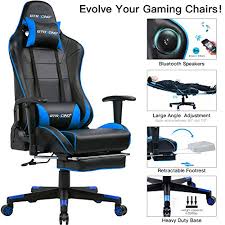 Gt racing ace s1 (office chair): Gtracing Gaming Chair With Bluetooth Speakers And Footrest Music Video Game Chair Audio Heavy Duty Computer Desk Chair Gt909m Blue Gaming Chairs Reviews