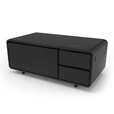 Sobro Soctb300bkbk Coffee Table With Refrigerator Drawer Bluetooth Speakers Led Lights And Coffee Table With Storage Modern Coffee Tables Black Coffee Tables
