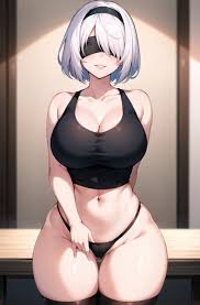 2B in tank top and panties - Rule 34 AI Art