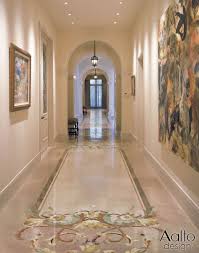 Add Interest To A Hallway With Inlay Accents Connected By Borders To Create A Stone Rug Marble Flooring Design Marble Design Floor Design