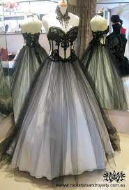 Ivory Organza Corset With Black Tulle Overlay And Black Lace Ivory Silk Satin And Black Tulle Vintage Ball Gowns Applique Wedding Dress Gothic Wedding Dress