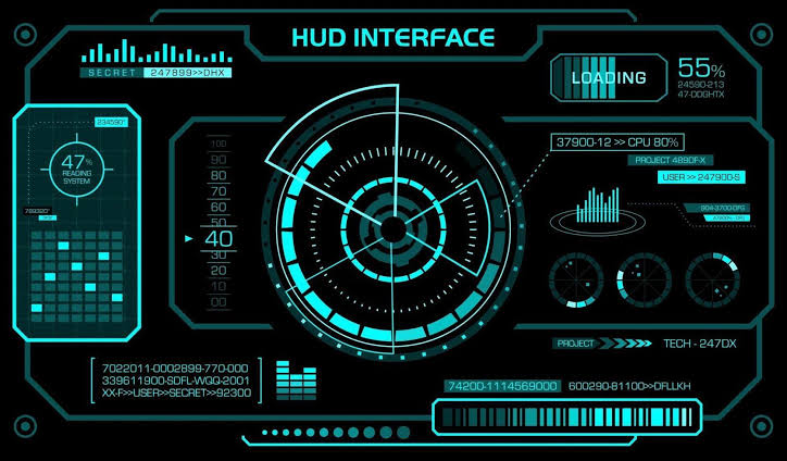 Hud interface template. Black background, head up display futuristic.  2934776 Vector Art at Vecteezy