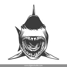 Black And White Shark Design Vintage Surfing Emblems Vintage Surf Shark Emblems
