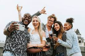 Download Premium Image Of Diverse Group Of Friends Taking A Selfie At A Group Of Friends People Having Fun Rooftop Party