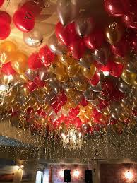 Red Silver Gold Balloon Ceiling Balloon Decorations Party Gold Balloons Decorations Gold Party Decorations Diy