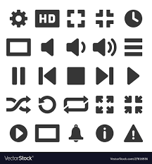 Media and video player icons set Royalty Free Vector Image