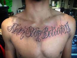 35 Lettering Tattoo Design Chest Small