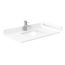 You can put the countertop sink on the left, right or in the middle. 36 Single Countertop White Cultured Marble With Undermount Square Sink Includes Backsplash And Sidesplash Free Shipping Modern Bathroom
