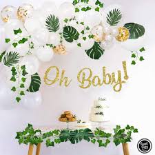 Find animal baby shower decorations, safari decoration ideas, safari themed party supplies, and more. Sweet Baby Co Greenery Boho Baby Shower Decorations Neutral With Balloon Garland Oh Baby Banner Ivy Leaf Garland Vines Decoration Fake Greenery Decor For Jungle Safari Woodland Backdrop Theme Buy Online