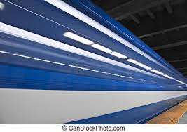 Abstract Of Fast Trains Passing By At Night Canstock