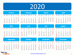 2020 blank and printable pdf calendar. Printable Calendar 2020 Template Free Powerpoint Template