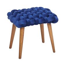 Navy Knotted Stool Pier 1 In 2020 Modern Home Furniture Wooden Pillar Candle Holders Cushions For Sale