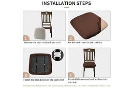 Dining seat covers are essential in extending the lifespan of chairs. Rhombic 4pcs Coffee Gute Chair Seat Covers Dining Room Chair Seat Covers With Ties Stretch Jacquard Chair Covers Protectors For Dining Room Kitchen Chairs Set Of 4 Rhombic Coffee Kogan Com