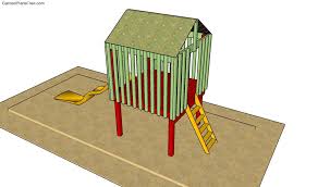 The plan was to use 4×4 for all of the posts, 2×6 for the roof and outer edges of the main floors, 2×4 @ 12 for the floor joist, 2×4 for the rail, and 2×8 for the outer edges of the steps. Backyard Fort Plans Free Garden Plans How To Build Garden Projects