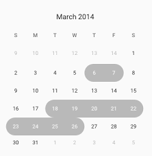 Android Material Calendar View How To Highlight Date Range With Rounded Corner Background Stack Overflow