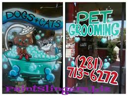 Kc's pet grooming & boarding provides quality dog boarding for all breeds. Dog Grooming And Boarding Window Art Work Paintslingers Biz Splash Painting Window Paintings Window Art