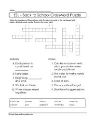 Smart, easy and fun crossword puzzles to get your day started with a smile. Esl Back To School Puzzle 15 Learn With Puzzles