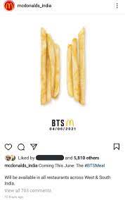 How safe is it to get tiger prawns online in mumbai? Bangtan India On Twitter Mcdonald S India Posted On Their Ig That The Bts Meal Will Be Available Across All Restaurants Across Of West And South India Bts Bts Twt ë°©íƒ„ì†Œë…„ë‹¨ Btsxmcdonalds