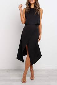 Uniqdress O Neck Asymmetrical Black Midi Dress 3 Colors In 2020 Asymmetrical Midi Dress Two Piece Dress Black Midi Dress