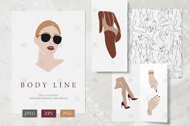 Download Body Line Graphic Collection In Design Elements On Yellow Images Creative Store PSD Mockup Templates