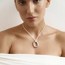 Eva Silver Pendant (White Stripe)