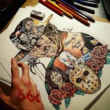 Thous i belive are famous characters from horror movies of the 70s 80s and 90s oh and the. Horror Cartoon Characters Drawings Novocom Top