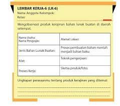 Pengertian, jenis, teknik soal prakarya tentang kerajinan bahan lunak. Lembar Kerja 6 Lk 6 Prakarya Kelas 8 Semester 1 Tolong Di Bantu Jawab Ya Kak Brainly Co Id