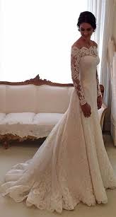 A Line Off Shoulder Long Sleeves Lace Wedding Dress Long Sleeve Mermaid Wedding Dress Long Sleeve Bridal Gown Wedding Dress Long Sleeve