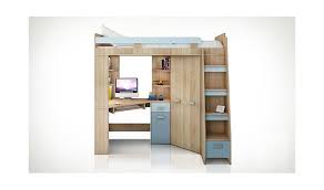 3 coloris vendu par auchan en stock lit mezzanine astrid 90x190 cm + bureau + 1 sommier. Lit Sureleve Enfant Avec Rangement Bureau Et Armoire Integre