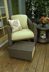 Sterling Home Patio Etta Woven Patio Chair With Hidden Ottoman In Green Porch Chairs Patio Chairs Furniture