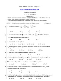 An Scolar 2019 2020 Clasa A Viii A Test Initial La Matematica Cu Rezolvare Jitaruionelblog Pregatire Bac Si Evaluarea Nationala 2020 La Matematica Si Alte Materii Materiale Lectii Formule Exercitii Rezolvate Matematica Gimnaziu